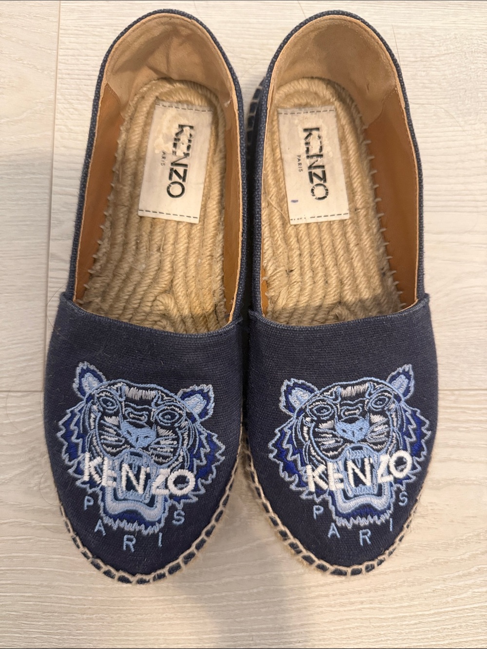 Kenzo Navy Blue Embroidered Tiger Espadrilles